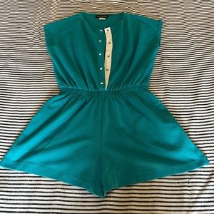 Comosport short teal jumpsuit romper size small vintage